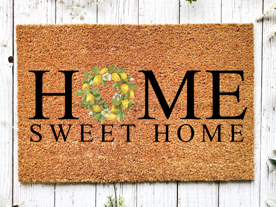 Paillasson "Home Sweet Home" Couronne de fleurs O dans Paillasson Home Sweet Home