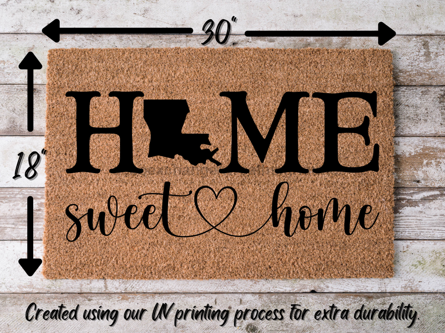 Louisiana Home Sweet Home Doormat State in "Home Sweet Home" Door Mat - Tampa soil911.com