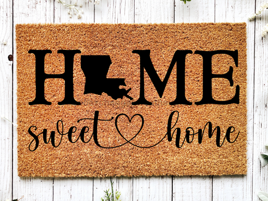 Louisiana Home Sweet Home Doormat State in "Home Sweet Home" Door Mat