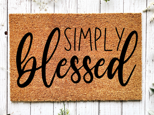 "Simply Blessed" Doormat Blessed Door Mat | Blessed Welcome Mat