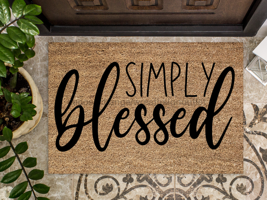 "Simply Blessed" Doormat Blessed Door Mat | Blessed Welcome Mat