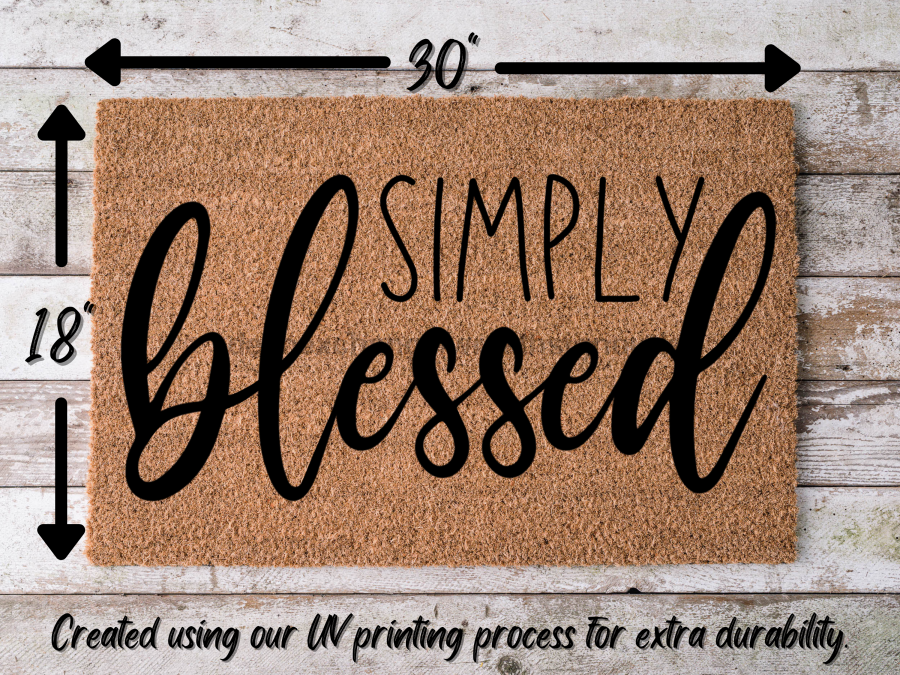 "Simply Blessed" Doormat Blessed Door Mat | Blessed Welcome Mat
