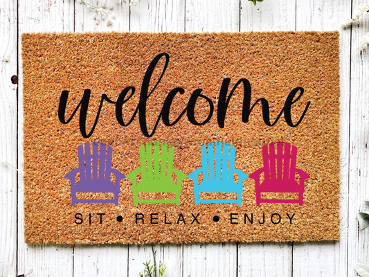 Funny Doormat, Coir Doormat, Welcome Mat, Housewarming Gift, Welcome Sit Relax Enjoy Doormat, Beach Chairs Front Door Doormat, Welcome Doormat, New Homeowner Gift DECOE-CM-106 - Tampa soil911.com