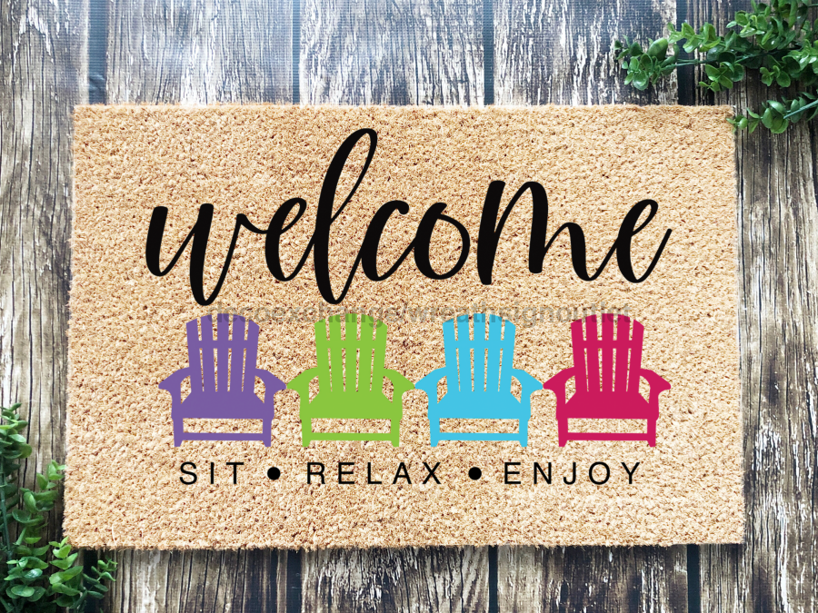 Funny Doormat, Coir Doormat, Welcome Mat, Housewarming Gift, Welcome Sit Relax Enjoy Doormat, Beach Chairs Front Door Doormat, Welcome Doormat, New Homeowner Gift DECOE-CM-106 - Tampa soil911.com