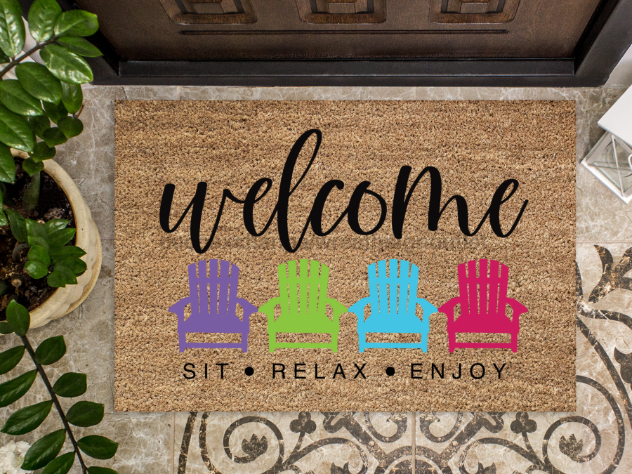 Funny Doormat, Coir Doormat, Welcome Mat, Housewarming Gift, Welcome Sit Relax Enjoy Doormat, Beach Chairs Front Door Doormat, Welcome Doormat, New Homeowner Gift DECOE-CM-106 - Tampa soil911.com