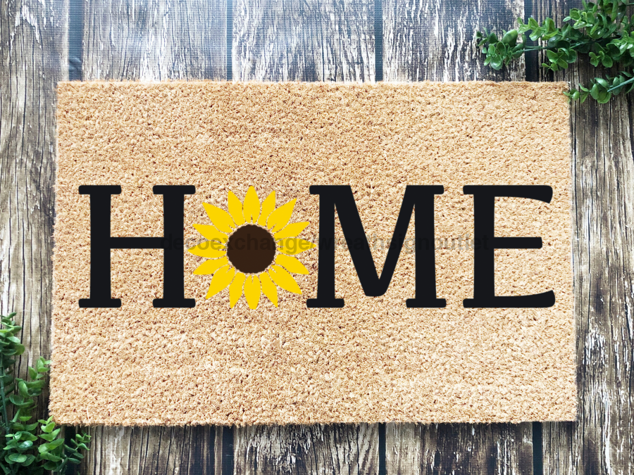 Sunflower Doormat "Home" Door Mat Sunflower is the O in "Home"