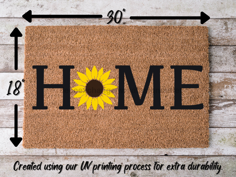 Sunflower Doormat "Home" Door Mat Sunflower is the O in "Home"
