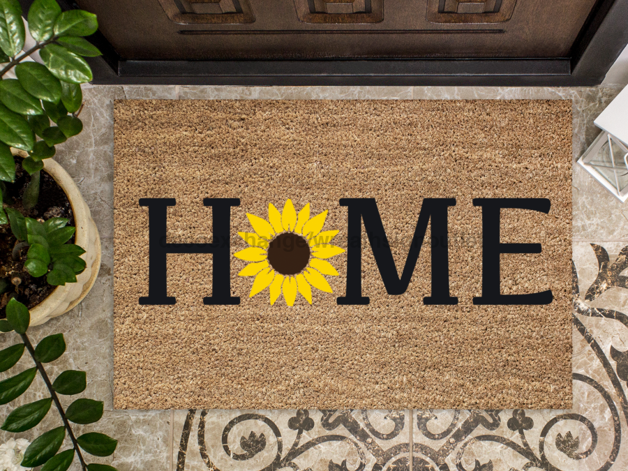 Sunflower Doormat "Home" Door Mat Sunflower is the O in "Home"