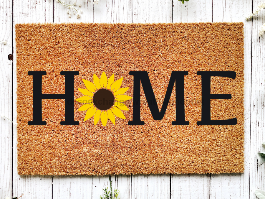 Sunflower Doormat "Home" Door Mat Sunflower is the O in "Home"