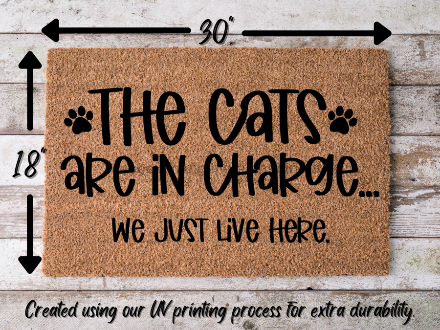 Funny Doormat, Coir Doormat, Welcome Mat, Housewarming Gift, The Cats Are in Charge, We Just Live Here Welcome Doormat, Cats Front Door Doormat, Welcome Doormat, New Homeowner Gift DECOE-CM-093 - Tampa soil911.com