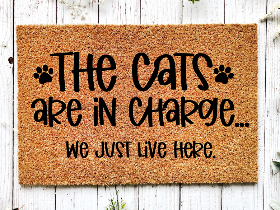 Funny Doormat, Coir Doormat, Welcome Mat, Housewarming Gift, The Cats Are in Charge, We Just Live Here Welcome Doormat, Cats Front Door Doormat, Welcome Doormat, New Homeowner Gift DECOE-CM-093 - Tampa soil911.com