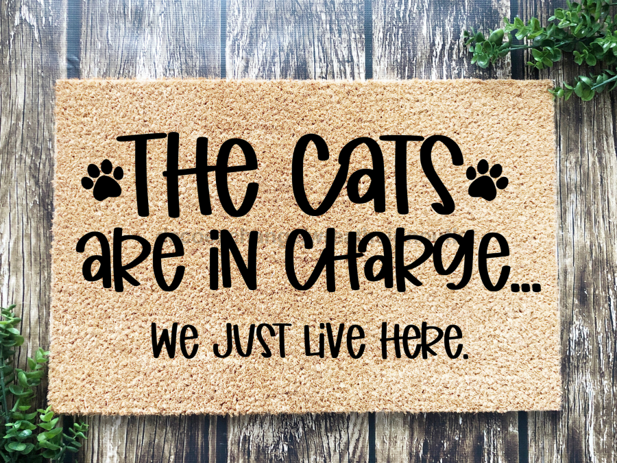 Funny Doormat, Coir Doormat, Welcome Mat, Housewarming Gift, The Cats Are in Charge, We Just Live Here Welcome Doormat, Cats Front Door Doormat, Welcome Doormat, New Homeowner Gift DECOE-CM-093 - Tampa soil911.com