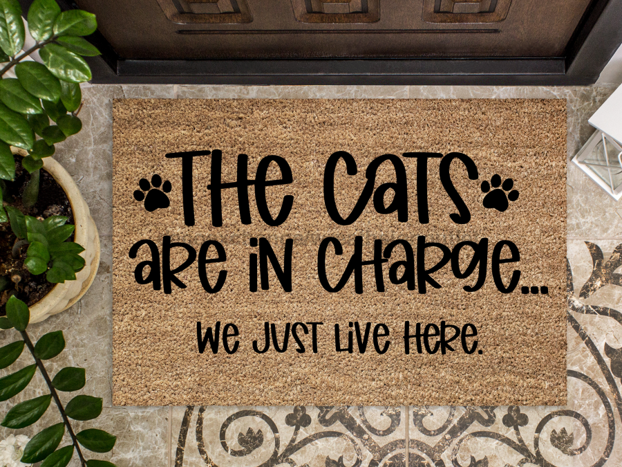 Funny Doormat, Coir Doormat, Welcome Mat, Housewarming Gift, The Cats Are in Charge, We Just Live Here Welcome Doormat, Cats Front Door Doormat, Welcome Doormat, New Homeowner Gift DECOE-CM-093 - Tampa soil911.com