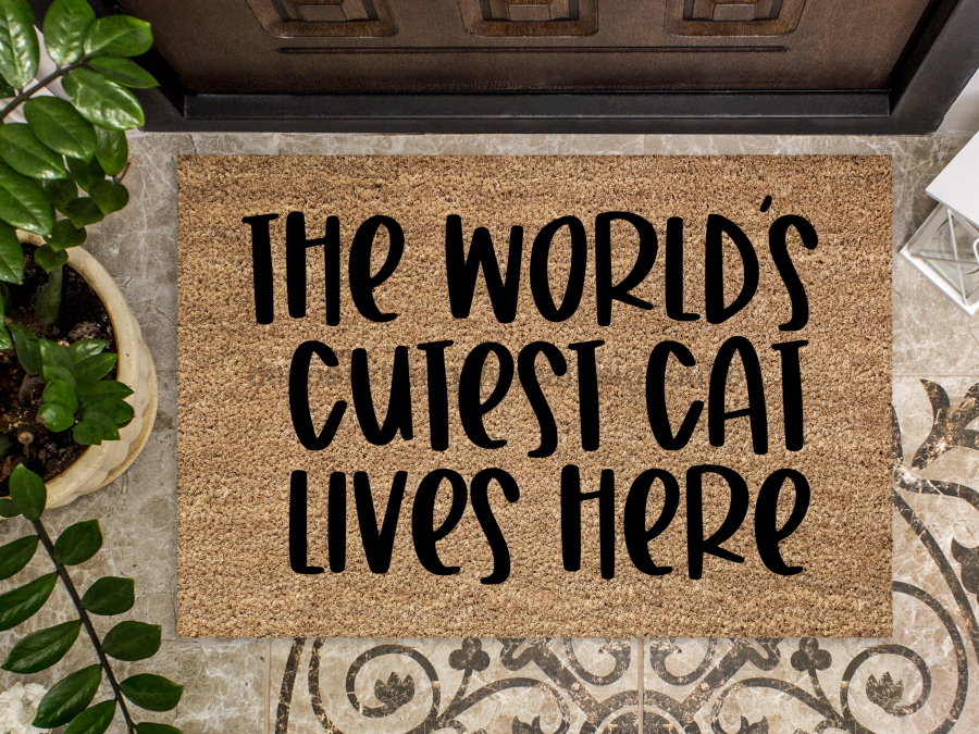 Funny Doormat, Coir Doormat, Welcome Mat, Housewarming Gift, The World's Cutest Cat Lives Here Welcome Doormat, Cat Front Door Doormat, Welcome Doormat, New Homeowner Gift DECOE-CM-101 - Tampa soil911.com