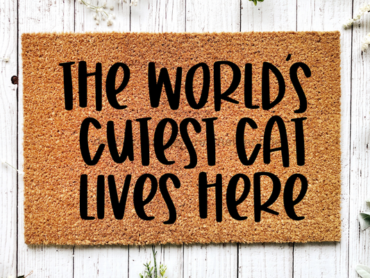 Funny Doormat, Coir Doormat, Welcome Mat, Housewarming Gift, The World's Cutest Cat Lives Here Welcome Doormat, Cat Front Door Doormat, Welcome Doormat, New Homeowner Gift DECOE-CM-101 - Tampa soil911.com