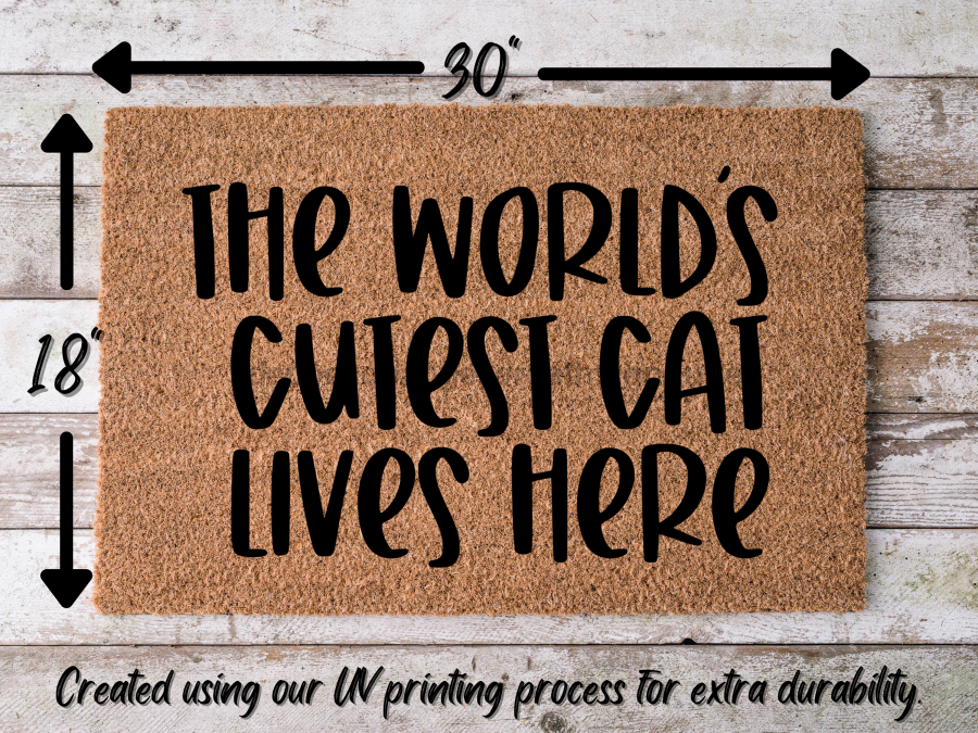 Funny Doormat, Coir Doormat, Welcome Mat, Housewarming Gift, The World's Cutest Cat Lives Here Welcome Doormat, Cat Front Door Doormat, Welcome Doormat, New Homeowner Gift DECOE-CM-101 - Tampa soil911.com