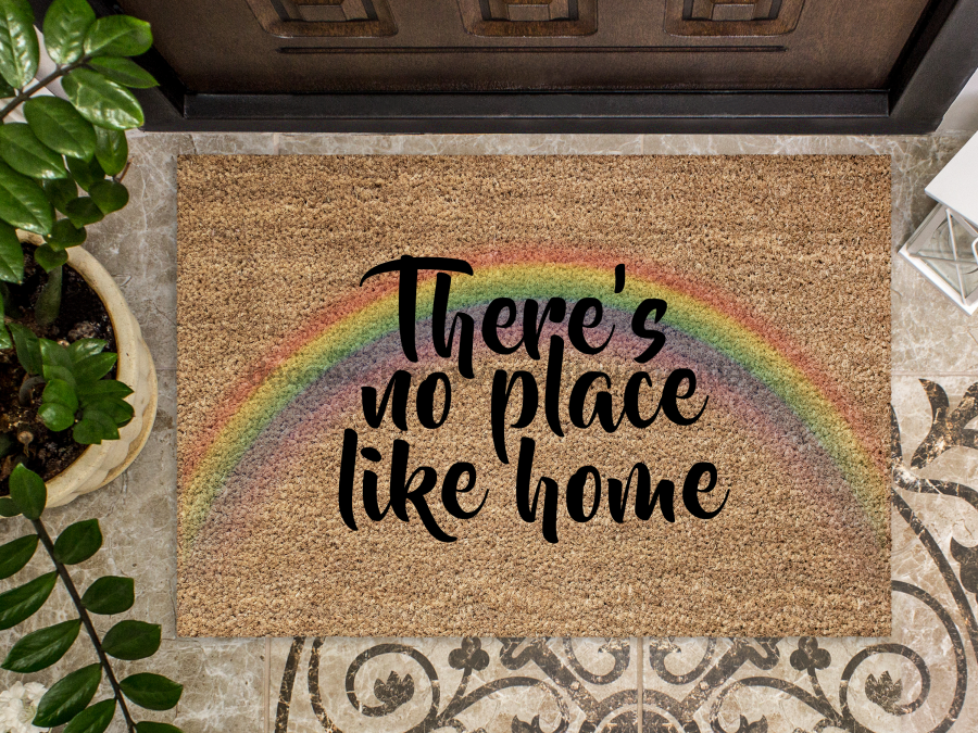 Funny Doormat, Coir Doormat, Welcome Mat, Housewarming Gift, There's No Place Like Home Doormat, Rainbow Front Door Doormat, Welcome Doormat, New Homeowner Gift DECOE-CM-082