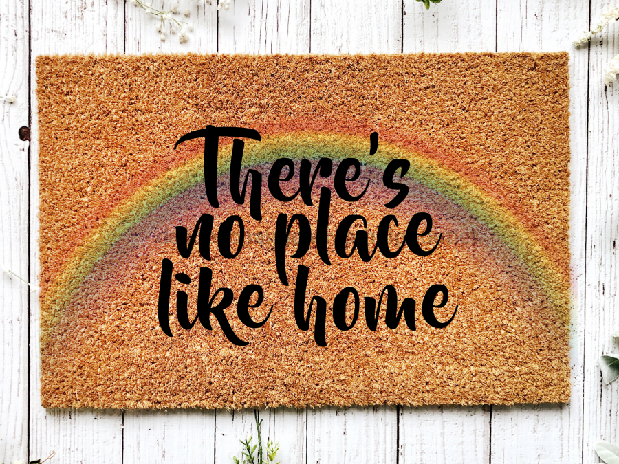 Funny Doormat, Coir Doormat, Welcome Mat, Housewarming Gift, There's No Place Like Home Doormat, Rainbow Front Door Doormat, Welcome Doormat, New Homeowner Gift DECOE-CM-082