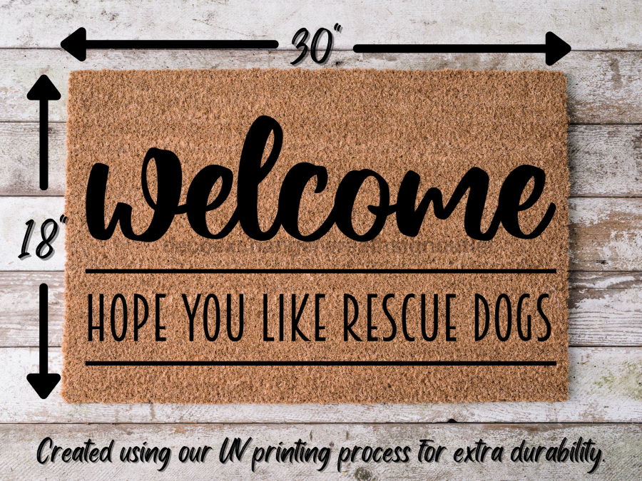 Funny Doormat, Coir Doormat, Welcome Mat, Housewarming Gift, Warning, Hope You Like Rescue Dogs Doormat, Front Door Doormat, Dog Doormat, New Homeowner Gift DECOE-CM-139