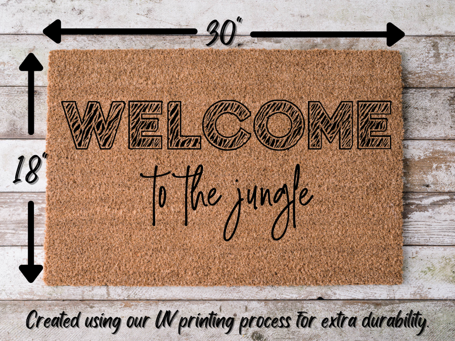 Welcome Mat "Welcome to the Jungle" Welcome Doormat Jungle Door Mat