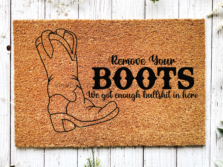 Funny Doormat, Coir Doormat, Welcome Mat, Housewarming Gift, Western Doormat, Cowboy Boots Doormat, Front Door Doormat, Welcome Doormat, New Homeowner Gift DECOE-CM-069