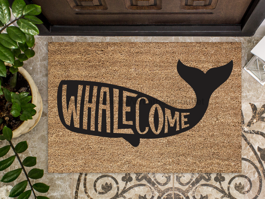 Whale Doormat "Whalecome" Funny Whale Welcome Door Mat