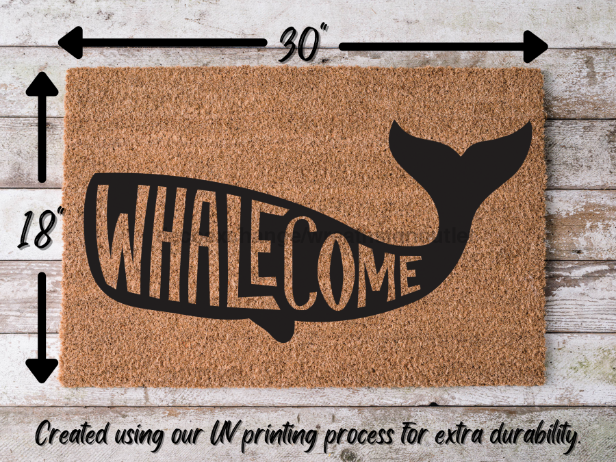 Whale Doormat "Whalecome" Funny Whale Welcome Door Mat