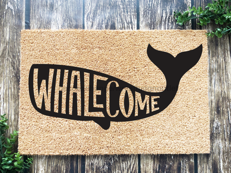 Whale Doormat "Whalecome" Funny Whale Welcome Door Mat