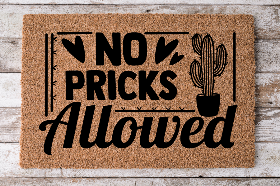 Funny Doormat, Housewarming Gift, Home Doormat, Coir Doormat, New Home Owner Gift, Welcome Doormat, Welcome Mat, Funny Front Door Mat, No Pricks Allowed- DECOE-CM-004