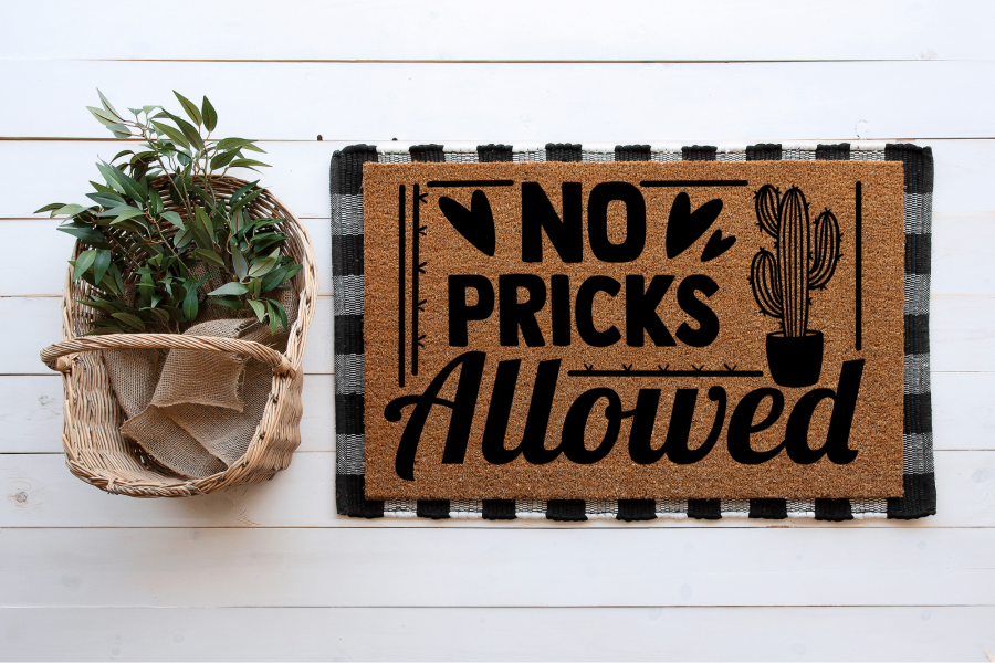 Funny Doormat, Housewarming Gift, Home Doormat, Coir Doormat, New Home Owner Gift, Welcome Doormat, Welcome Mat, Funny Front Door Mat, No Pricks Allowed- DECOE-CM-004