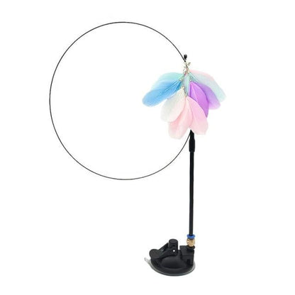 Funny Feather Bird Cat Teaser Wand with bell, colorful feathers and ring hoop by Stevvex on Tampa Home & Garden Store