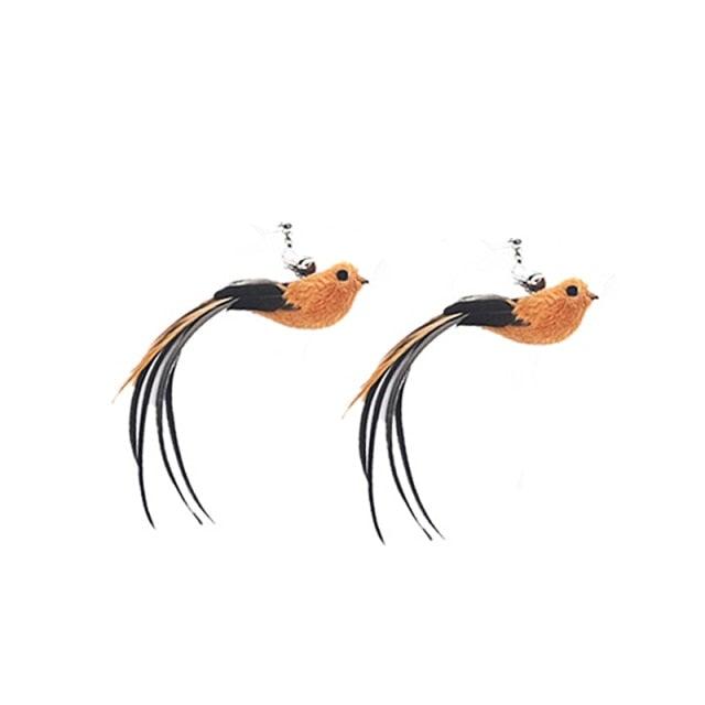 Stevvex Cat Teaser Wand Toy pair with orange feather birds and bells on Tampa Home & Garden Store