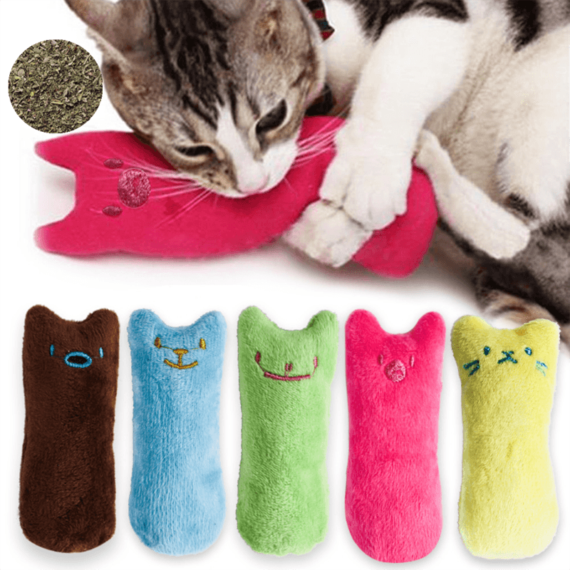 Five plush claw cat toys with embroidered faces in assorted colors, mint catnip scent on Tampa Home & Garden Store