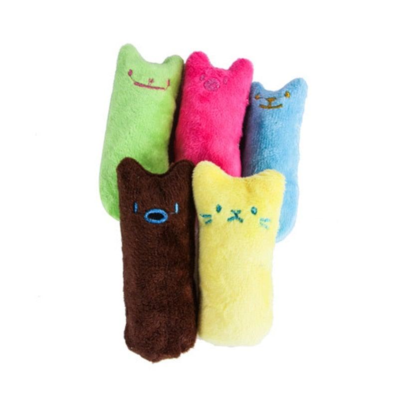 Stevvex plush cat chew toys set, 5 catnip plush toys in green pink blue brown yellow on Tampa Home & Garden Store