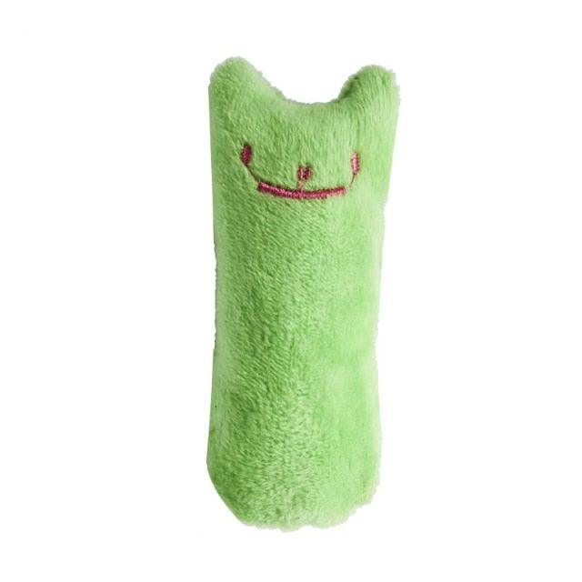 Stevvex mint green plush cat chew toy with smiley face for teeth grinding on Tampa Home & Garden Store