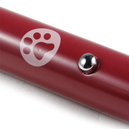 Stevvex LED laser toy pen for cats, red metal body with paw logo and button on Tampa Home & Garden Store