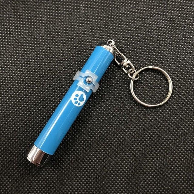 Stevvex blue pen-style pet laser pointer keychain with paw logo and clip on Tampa Home & Garden Store