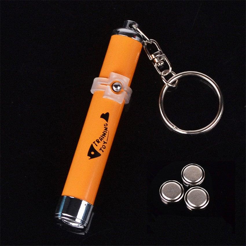 Stevvex orange cat laser pointer pen with keychain, long-range red dot LED, 3 coin batteries on Tampa Home & Garden Store