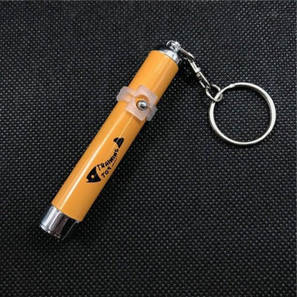 Orange cat laser pointer pen with keyring and clip, plastic body, metal tip for indoor pets on Tampa Home & Garden Store