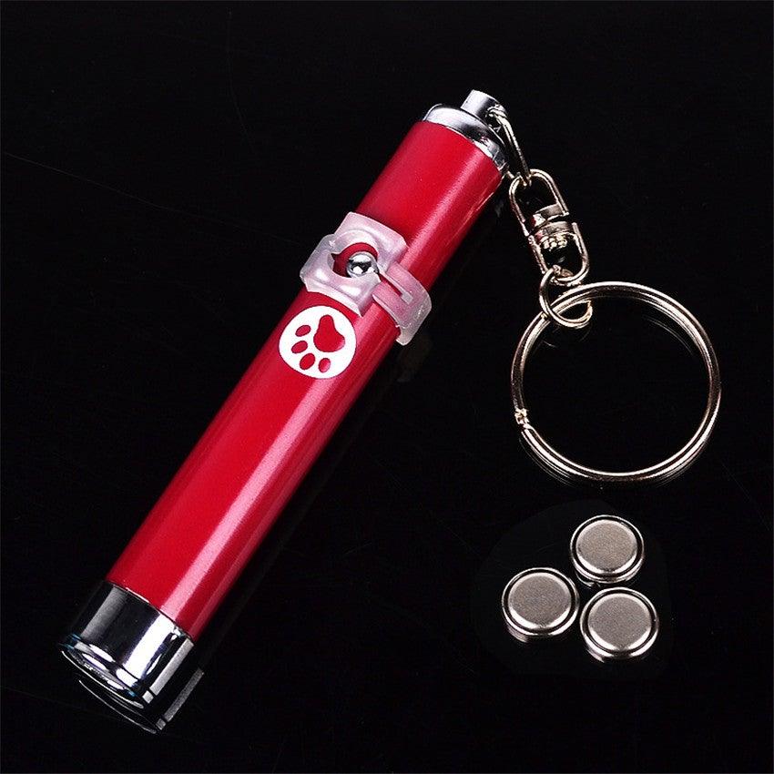 Stevvex red laser pointer toy with paw-print sticker, keyring attachment on Tampa Home & Garden Store