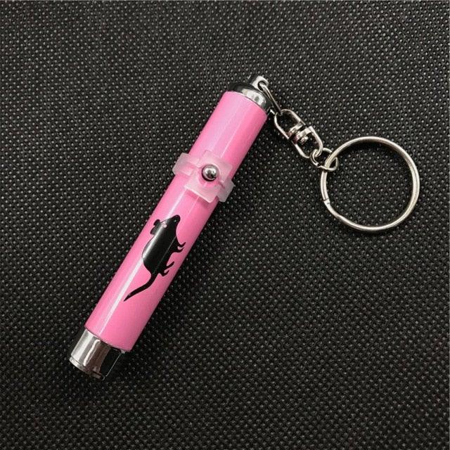 Cat laser pointer keychain, pink LED with clip for indoor pets long-range play on Tampa Home & Garden Store