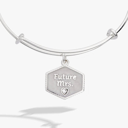 Future Mrs Mother of Pearl Charm Bangle Bracelet