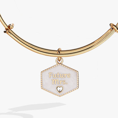 Future Mrs Mother of Pearl Charm Bangle Bracelet