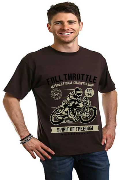Fuul Throttle men's graphic tee brown bamboo viscose/organic cotton motorcycle print Spun Bamboo on Tampa Home & Garden Store