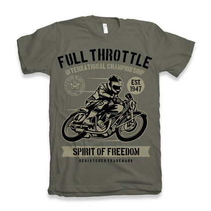 Fuul Throttle men's bamboo viscose/organic cotton short sleeve graphic tee featuring olive motorcycle print on Tampa Home & Garden Store