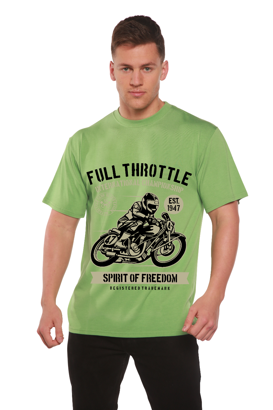 Fuul Throttle bamboo viscose/organic cotton graphic tee with motorcycle print Spun Bamboo on Tampa Home & Garden Store