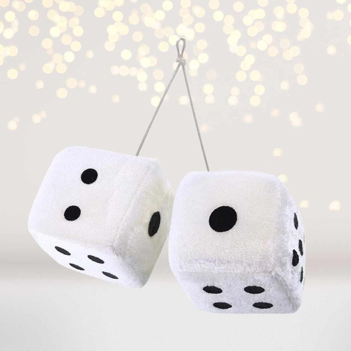 Vegas casino themed sleepover party kit pair of white foam dice with black pips on Tampa Home & Garden Store
