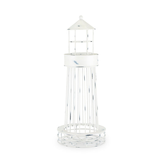 Weathered White Lighthouse Cork Holder and Stand