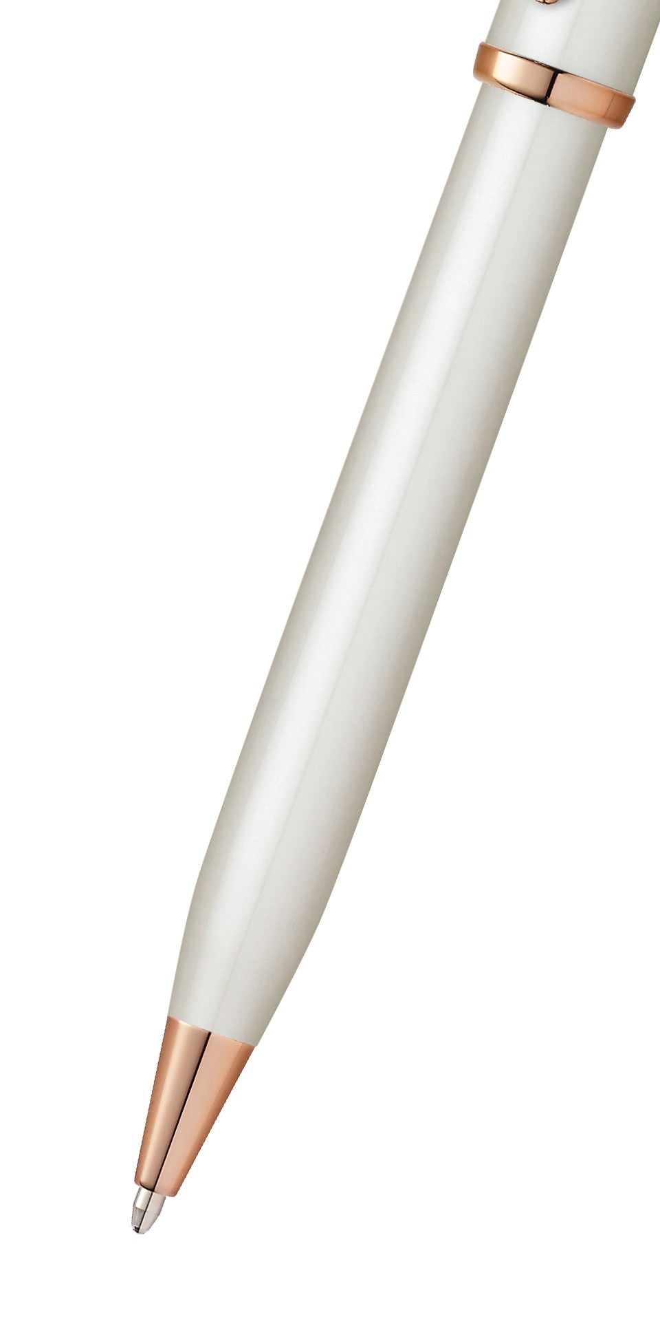 Century II pearlescent white lacquer ballpoint pen by A.T. Cross with rose gold accents on Tampa Home & Garden Store