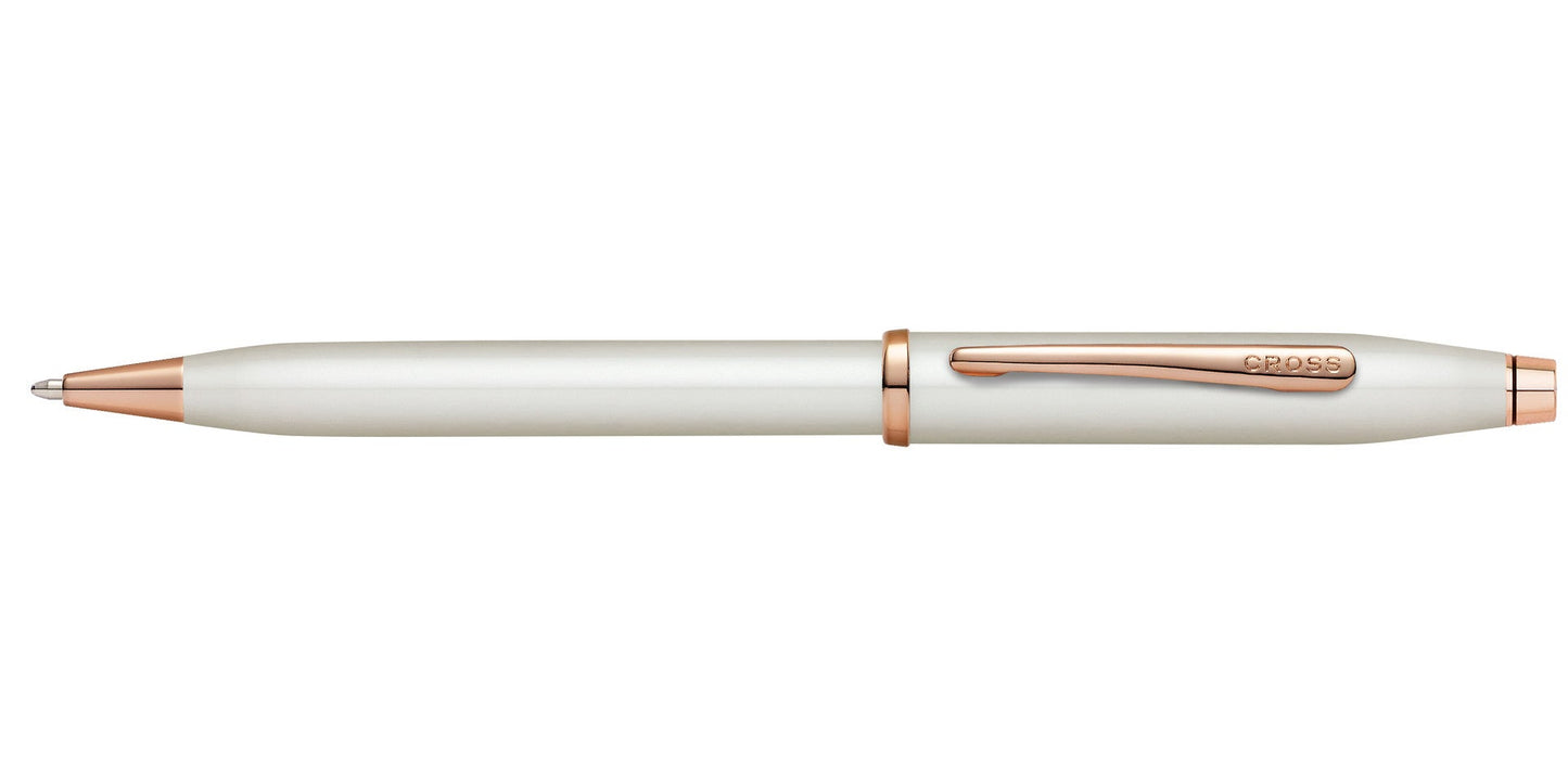 Cross Century II pearlescent white lacquer ballpoint pen with rose-gold clip on Tampa Home & Garden Store